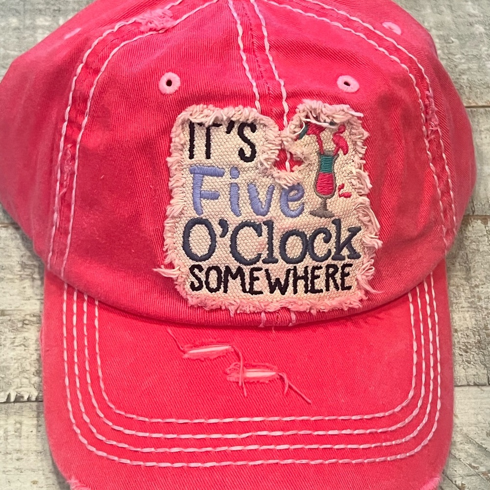 Pink  Cap with Embroidered Patch